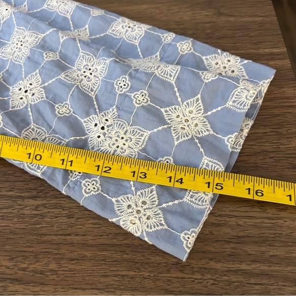 Zara Blue and White Bell Sleeve Blouse M - Picture 11 of 11